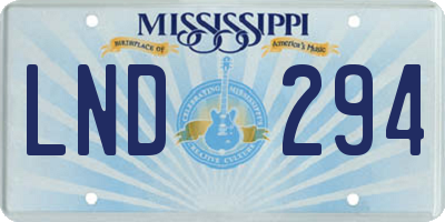 MS license plate LND294
