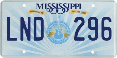 MS license plate LND296
