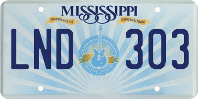 MS license plate LND303