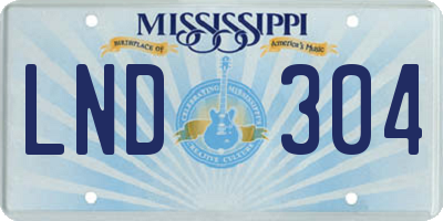 MS license plate LND304