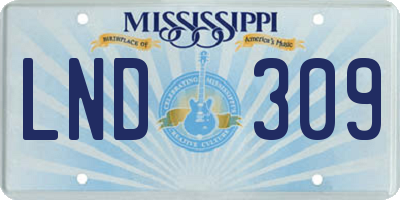 MS license plate LND309