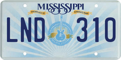 MS license plate LND310