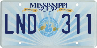 MS license plate LND311