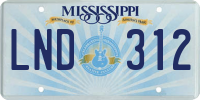 MS license plate LND312