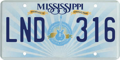 MS license plate LND316
