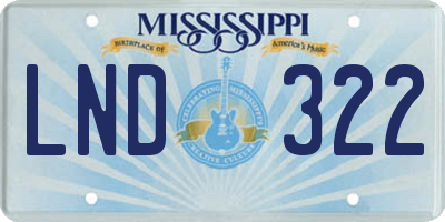 MS license plate LND322