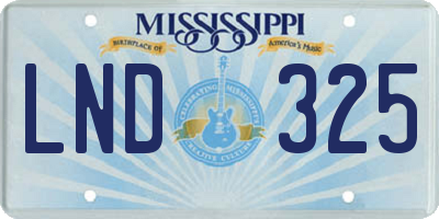 MS license plate LND325