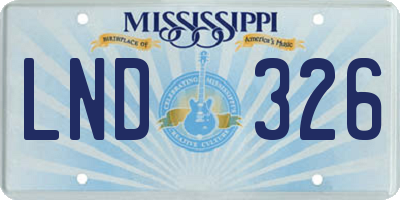 MS license plate LND326