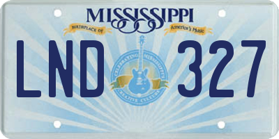 MS license plate LND327