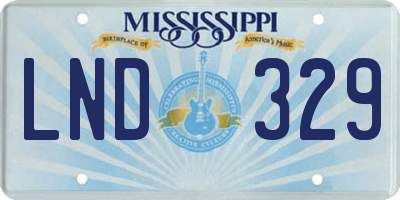 MS license plate LND329