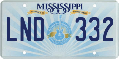 MS license plate LND332