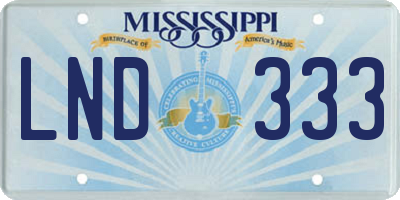 MS license plate LND333