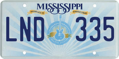 MS license plate LND335
