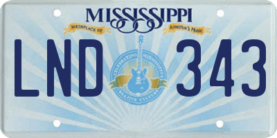 MS license plate LND343