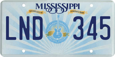 MS license plate LND345