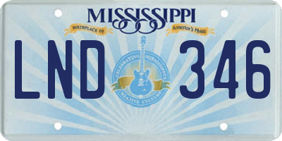 MS license plate LND346