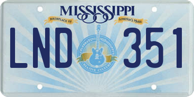 MS license plate LND351