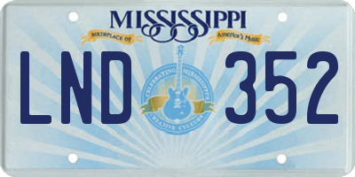 MS license plate LND352
