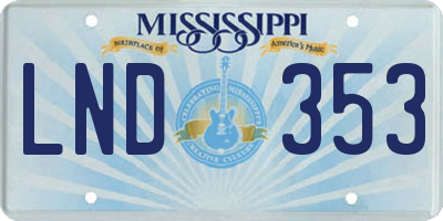 MS license plate LND353