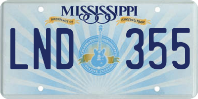 MS license plate LND355