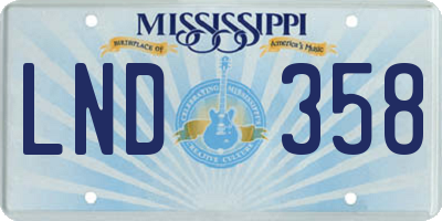MS license plate LND358