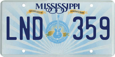 MS license plate LND359