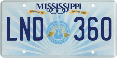 MS license plate LND360