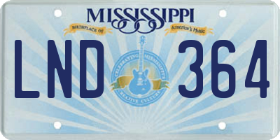 MS license plate LND364