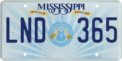 MS license plate LND365