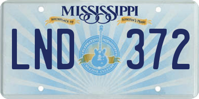 MS license plate LND372