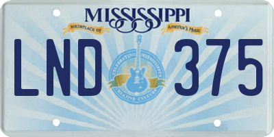 MS license plate LND375