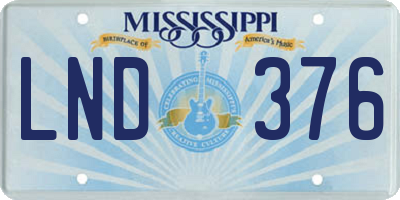 MS license plate LND376