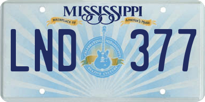 MS license plate LND377