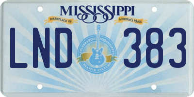 MS license plate LND383