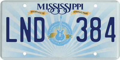 MS license plate LND384