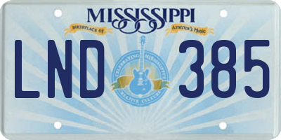 MS license plate LND385