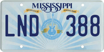 MS license plate LND388