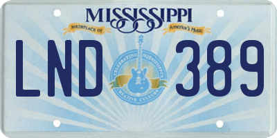 MS license plate LND389