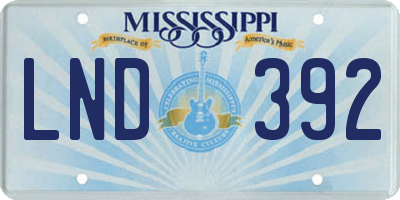 MS license plate LND392