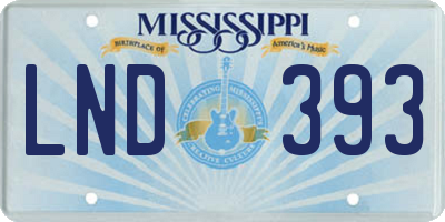 MS license plate LND393