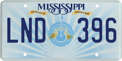 MS license plate LND396