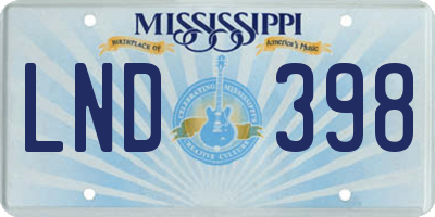 MS license plate LND398
