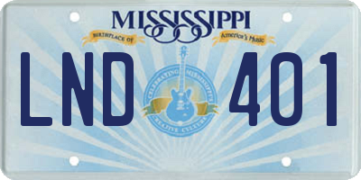 MS license plate LND401