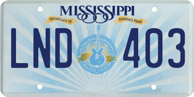 MS license plate LND403