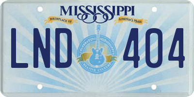 MS license plate LND404