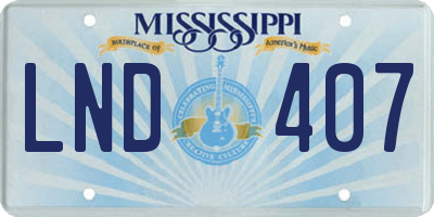 MS license plate LND407