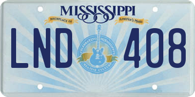 MS license plate LND408