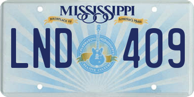 MS license plate LND409
