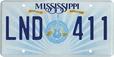 MS license plate LND411