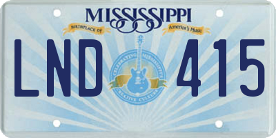 MS license plate LND415